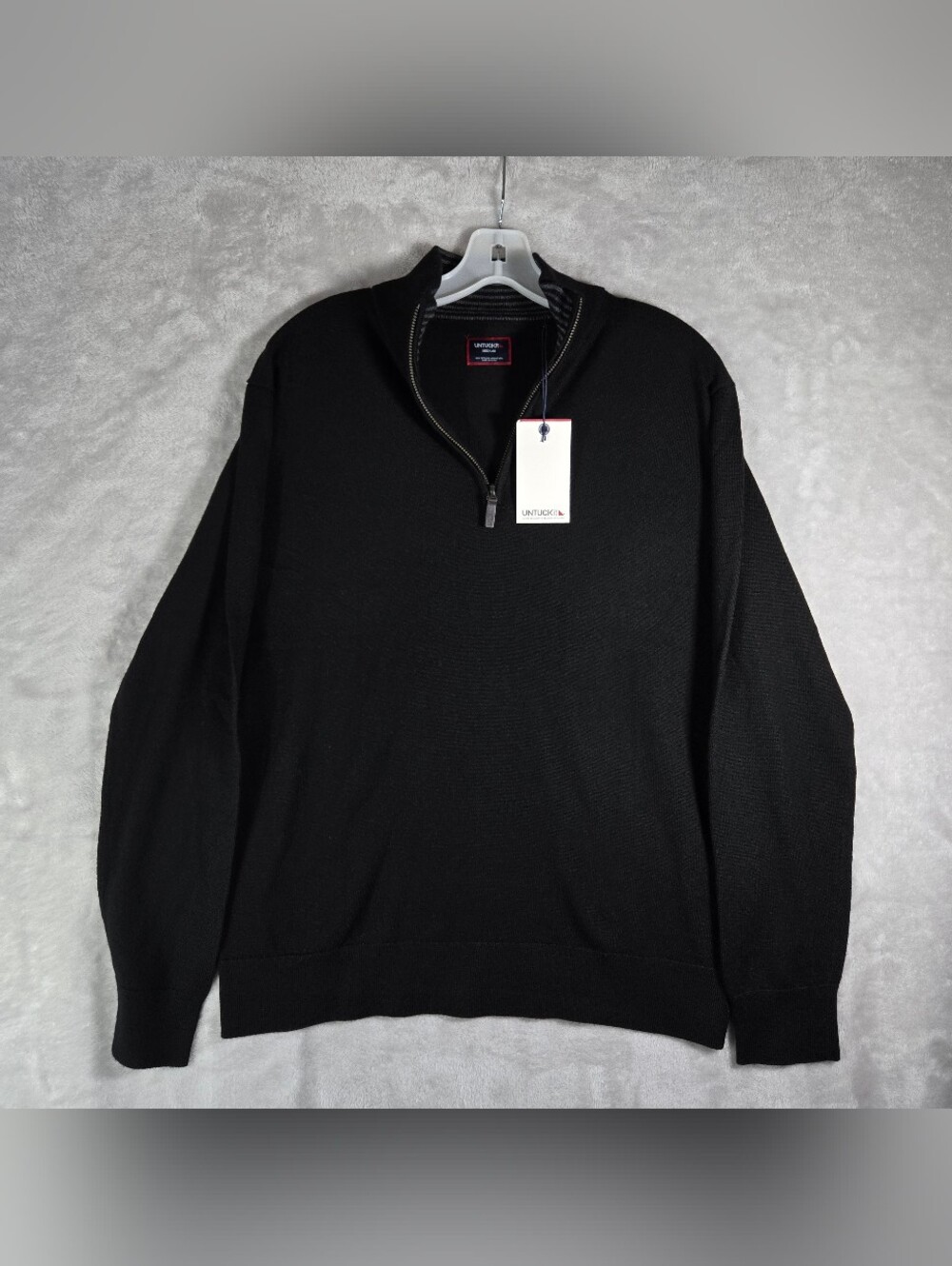 UNTUCKit Belguardo 100% Merino Wool 1/4 Zip Sweater Mens Medium Black NWT